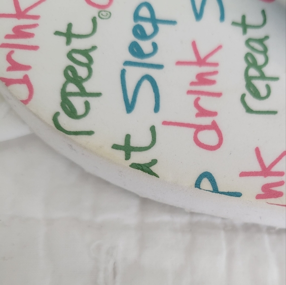 Drink Sleep Repeat Flip Flops Sandals M 7-8 NWT Be As You Are - Picture 5 of 9